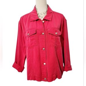 Coldwater Creek Red Tencel Lyocell Jacket Women’s SZ Large Button Front Utility
